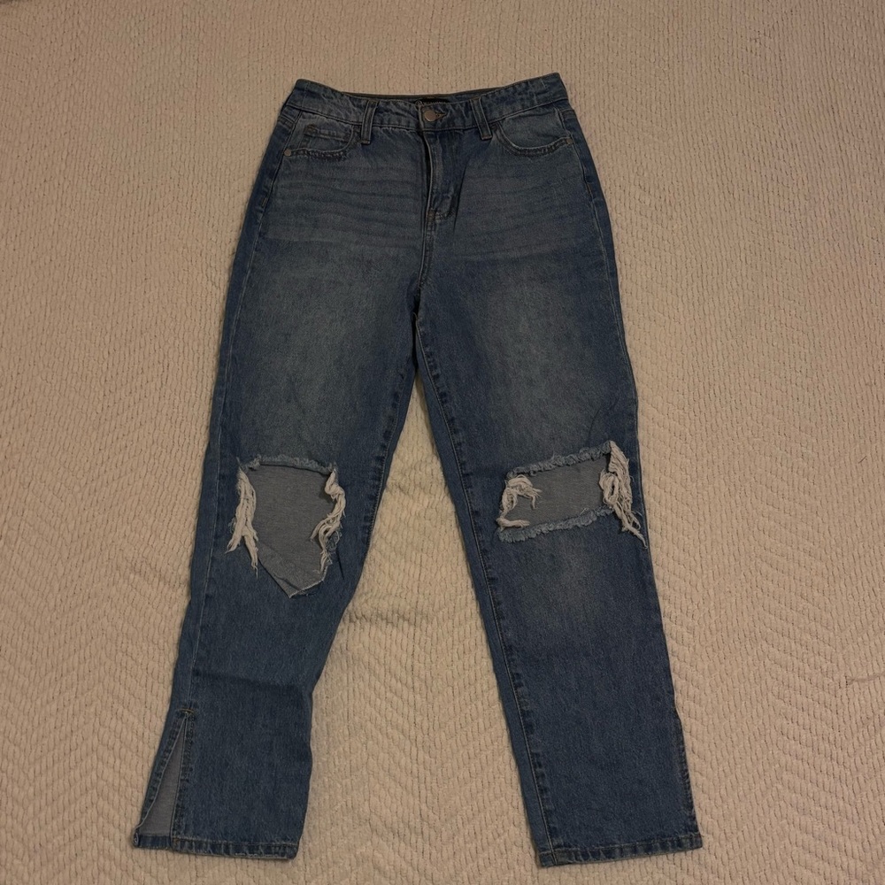 Versona Ripped Straight Leg Blue Jeans